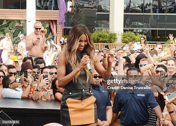 Ciara performs at the season grand opening of Marquee Day Club at the Cosmopolitain on March 19, 2016 in Las Vegas, Nevada.