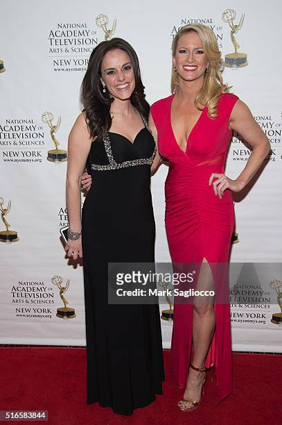 Personalities Andrea Grymes and Alice Gainer attend the 59th Annual New York Emmy Awards at the Marquis Times Square on March 19, 2016 in New York...