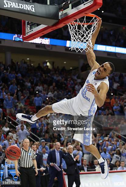 Brice Johnson of the North Carolina Tar Heels dunks against the Providence Friars in the second half during the second round of the 2016 NCAA Men's...