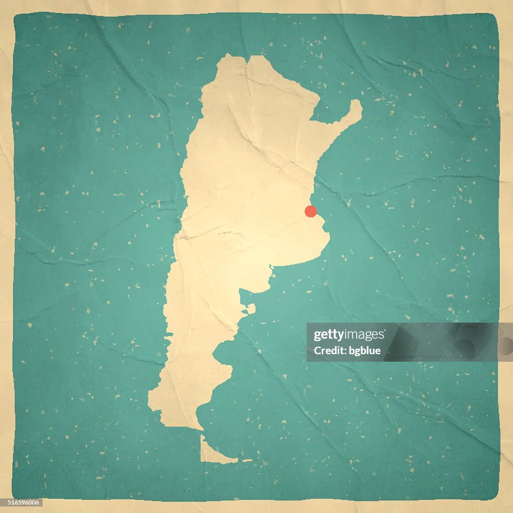 Argentina Map on old paper - vintage texture