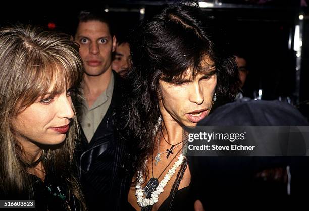 Teresa Barrick, Steven Tyler of Aerosmith Celebrate Joan Rivers Gossip Party at Club USA, New York, April 28, 1993.