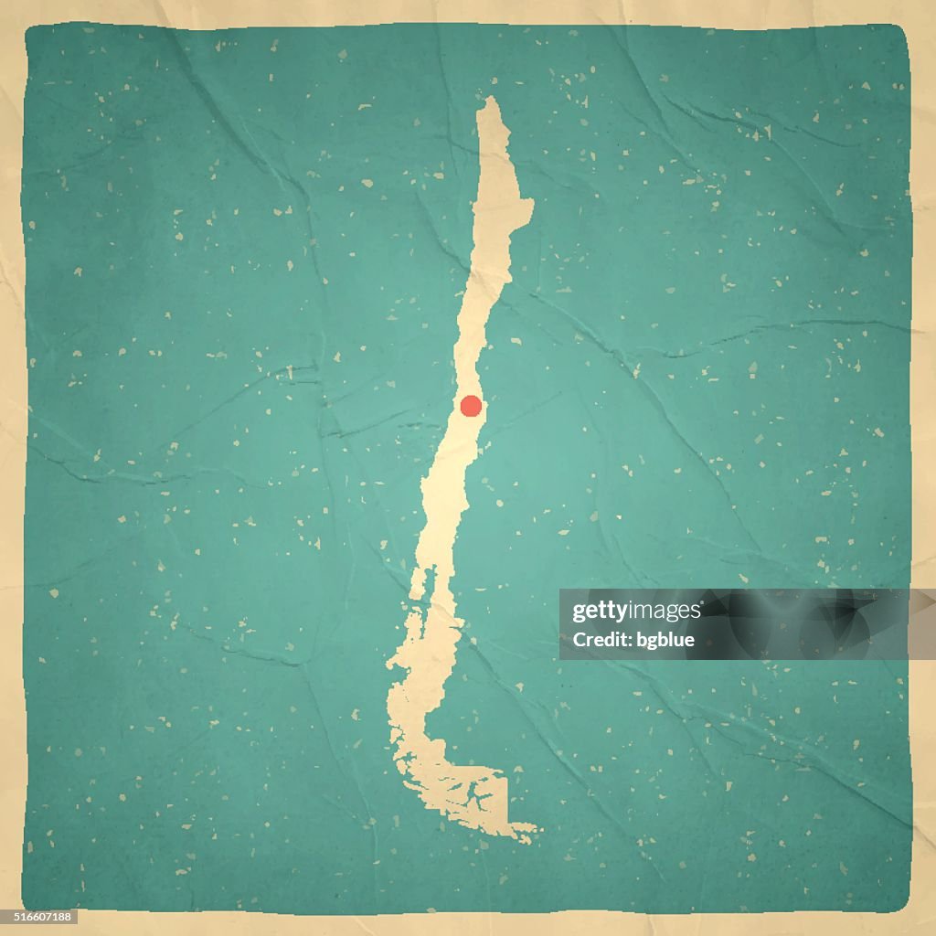 Cile mappa sulla vecchia carta trama vintage