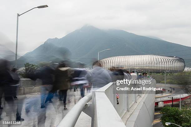 Fans of Monterrey and Chivas arrive at the BBVA Stadium prior the 11th round match between Monterrey and Chivas as part of the Clausura 2016 Liga MX...