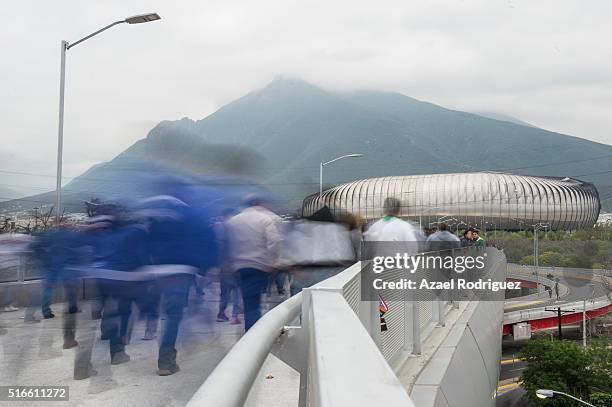 Fans of Monterrey and Chivas arrive at the BBVA Stadium prior the 11th round match between Monterrey and Chivas as part of the Clausura 2016 Liga MX...