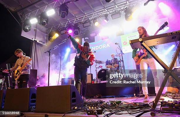 Bloc Party performs onstage during the PANDORA Discovery Den SXSW on March 19, 2016 in Austin, Texas.