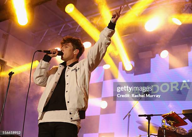 Singer Troye Sivan performs onstage during the PANDORA Discovery Den SXSW on March 19, 2016 in Austin, Texas.