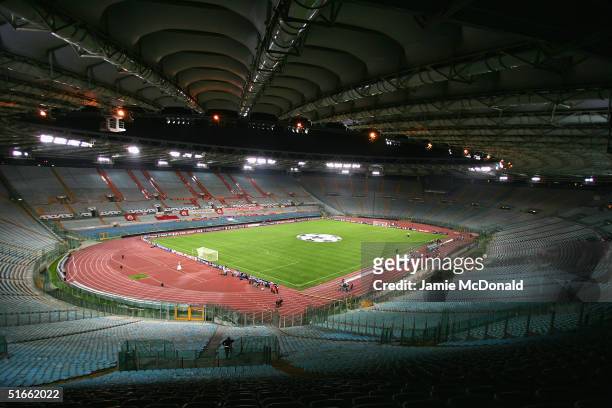 General view of the Olympic Stadium during the UEFA Champions League, Group B match between AS Roma and Leverkusen at The Olympic Stadium on November...