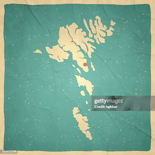 faeroe islands map on old paper - vintage texture - denmark stock illustrations
