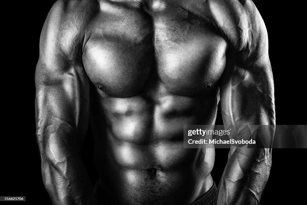 Muscular African American Man In Black and White