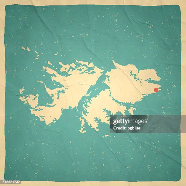 stockillustraties, clipart, cartoons en iconen met falkland islands map on old paper - vintage texture - falklandeilanden