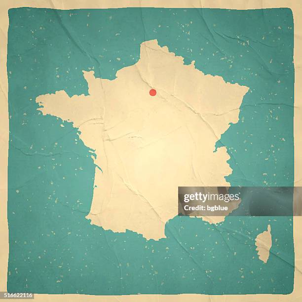 frankreich karte auf alten papier-vintage-look - paris france stock-grafiken, -clipart, -cartoons und -symbole