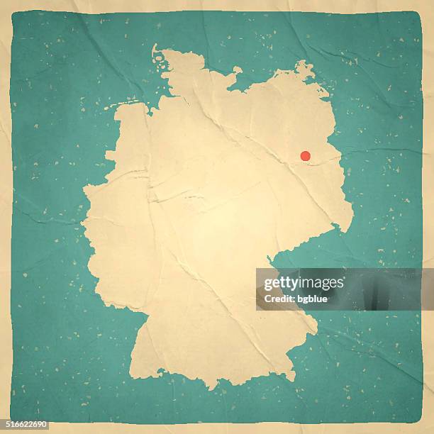 stockillustraties, clipart, cartoons en iconen met germany map on old paper - vintage texture - berlijn