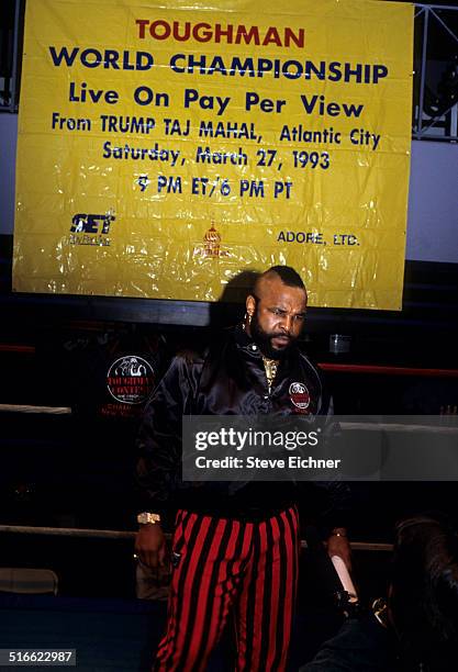 Mr T boxing at Palladium Toughman Competition, New York, March 6, 1993.