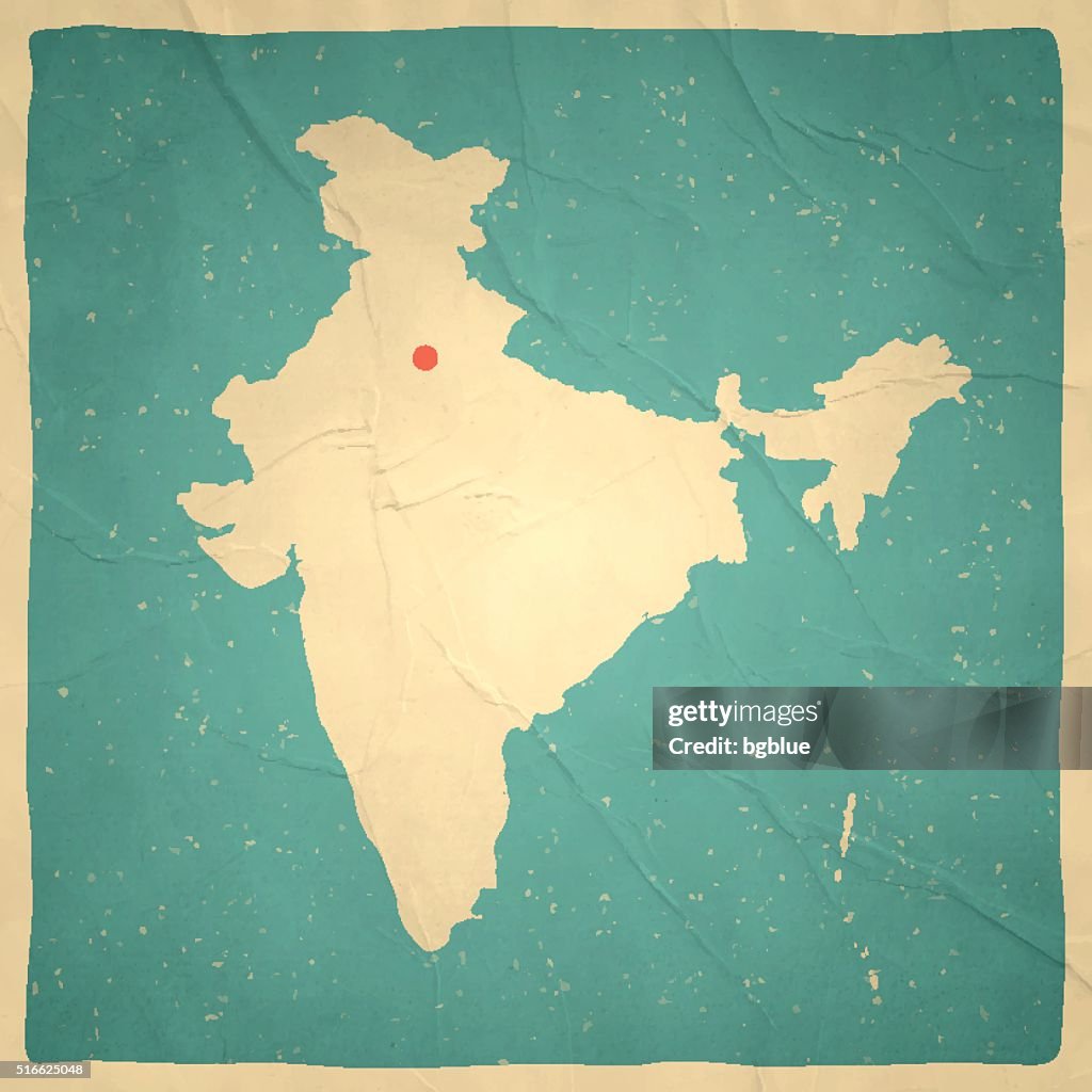 India Map on old paper - vintage texture