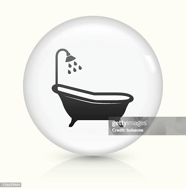bathtub and shower icon on white round vector button - deep cleaning icons stock illustrations
