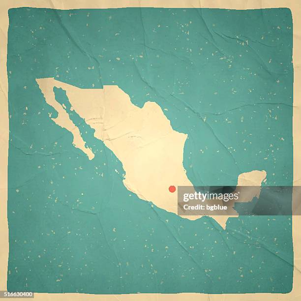 ilustraciones, imágenes clip art, dibujos animados e iconos de stock de méxico mapa antiguo con textura de papel vintage - mexico map