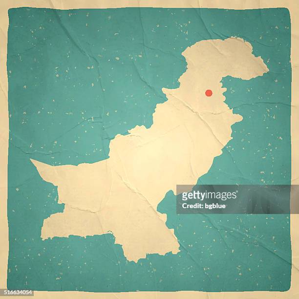 pakistan map on old paper - vintage texture - islamabad stock illustrations