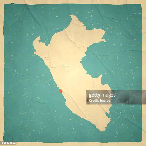peru map on old paper - vintage texture - lima stock illustrations