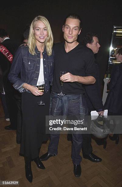 Heidi Wichlinski and Seb Bishop at the CLIC Charity Auction hosted by Eddie and Marie Jordan at Christie's on 22nd October 2001, in London. .