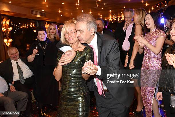 Ismail and a guest dance during "Springtime Celebration Party" : Hosted by "Les Amis d'Ismail" in Salons of the Maxime's Boat on March 19, 2016 in...