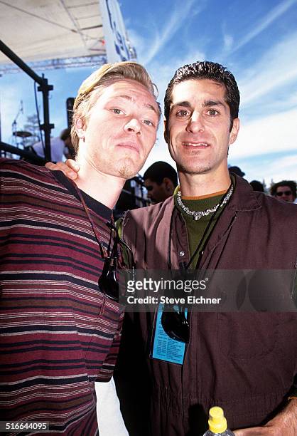 Martyn Lenoble and Perry Farrell of Porno for Pyros at Lifebeat benefit, New York, March 12, 1995.