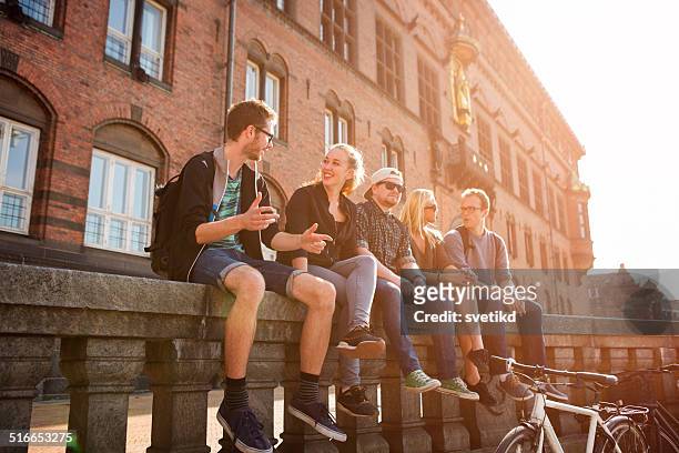 friends having fun outdoors. - copenhagen people stock pictures, royalty-free photos & images