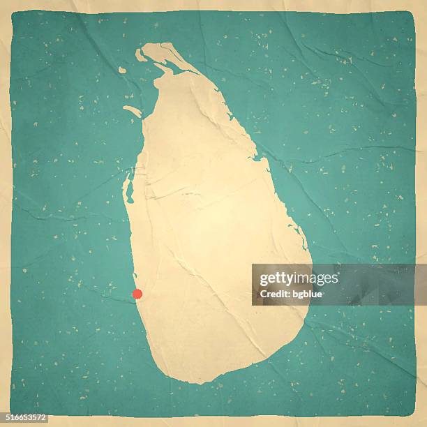 sri lanka map on old paper - vintage texture - sri lanka stock illustrations