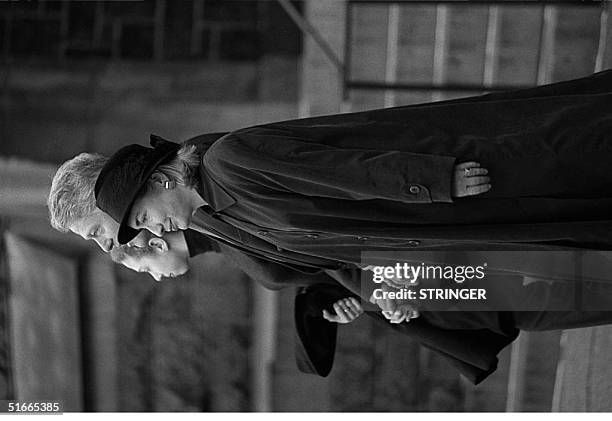 President Bill Clinton leaves the Foundry United Methodist Church in Washington, D.C., after attending services with his wife Hillary Rodham Clinton...