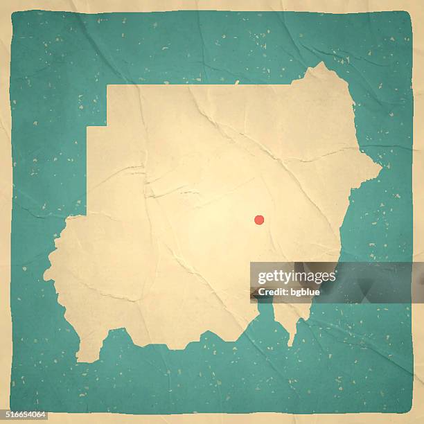 sudan map on old paper - vintage texture - khartoum stock illustrations