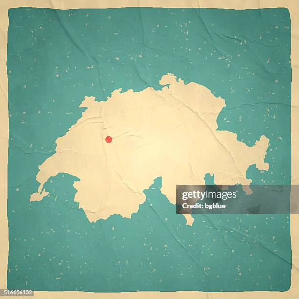 switzerland map on old paper - vintage texture - bern switzerland stock illustrations