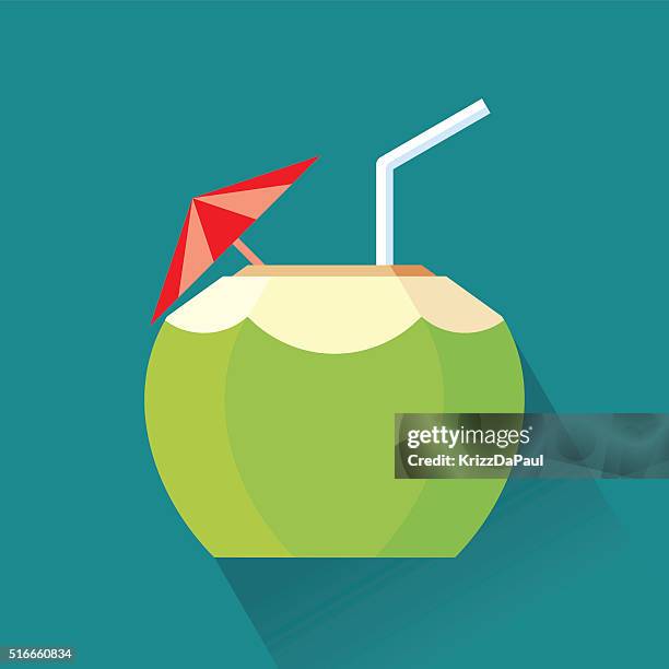 coconut cocktail - drinking straw stock illustrations
