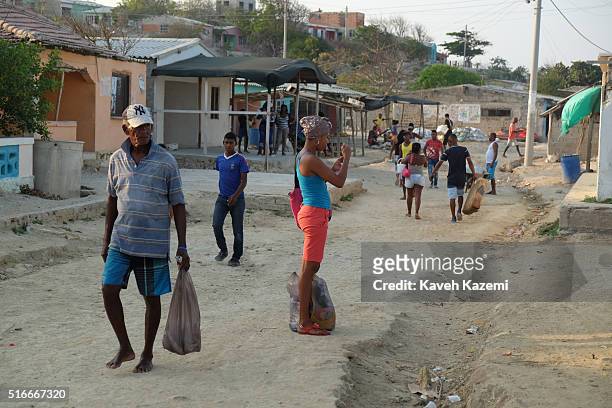The natives from northern coast go on with their daily life near the waterfront on January 27, 2016 in Tierra Bomba, Colombia. Tierra Bomba is a...