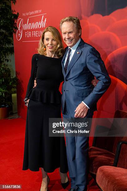 Peter Kraus with his wife Ingrid attend Karl Spiehs 85th birthday celebration on March 19, 2016 in Vienna, Austria.