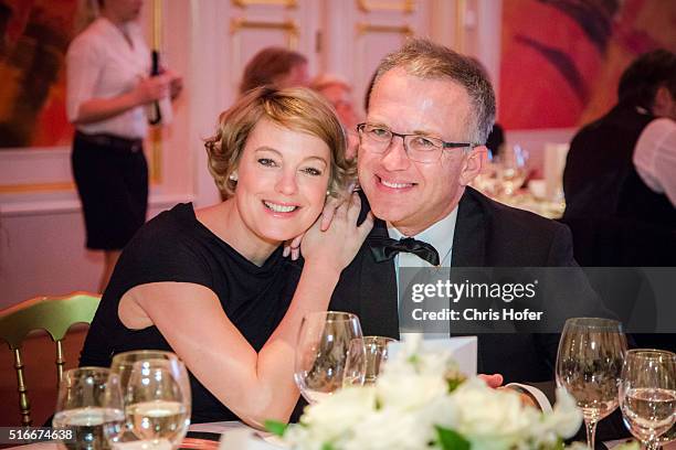 Elke Winkens and Bert Ortner attend Karl Spiehs 85th birthday celebration on March 19, 2016 in Vienna, Austria.