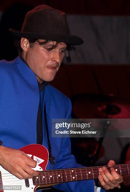 Keith Strickland of the B-52's perform at the Obie awards at Limelight, New York, June 1, 1996.