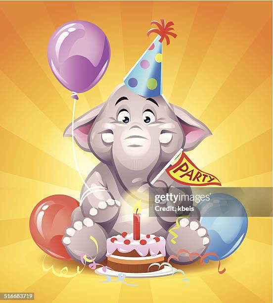 party-elephant - birthday cartoon stock-grafiken, -clipart, -cartoons und -symbole