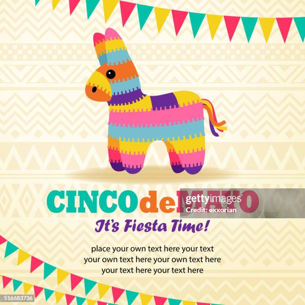 stockillustraties, clipart, cartoons en iconen met rainbow burro pinata - mexicaanse etniciteit