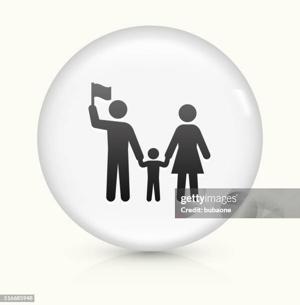 family icon on white round vector button - child push button stock illustrations