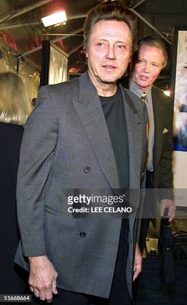 Cast member Christopher Walken arrives with fellow actor John Voight for the premiere of the film "Catch Me If You Can", 16 December 2002 in the...