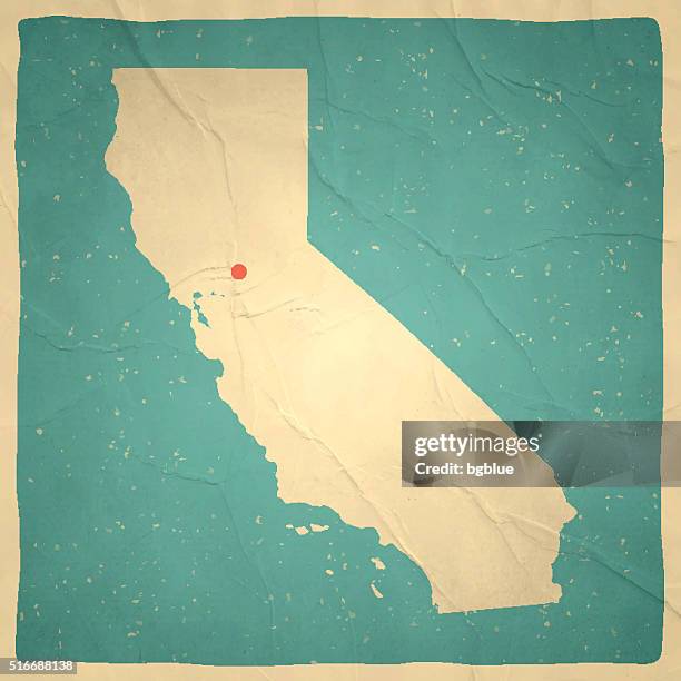 stockillustraties, clipart, cartoons en iconen met california map on old paper - vintage texture - noordelijk californië