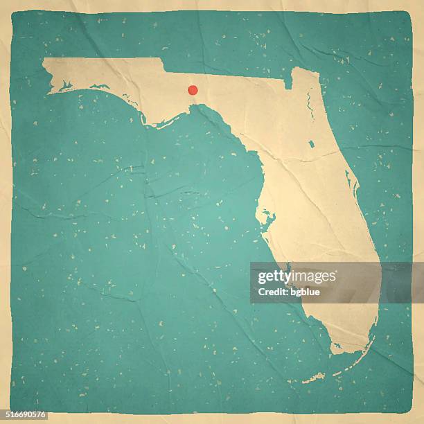 florida karte auf alten papier-vintage-look - jacksonville florida stock-grafiken, -clipart, -cartoons und -symbole