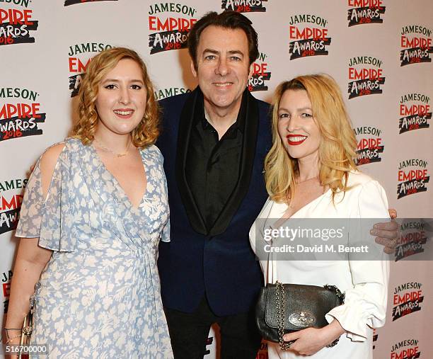 Honey Kinney Ross, Jonathan Ross and Jane Goldman attend the Jameson Empire Awards 2016 at The Grosvenor House Hotel on March 20, 2016 in London,...