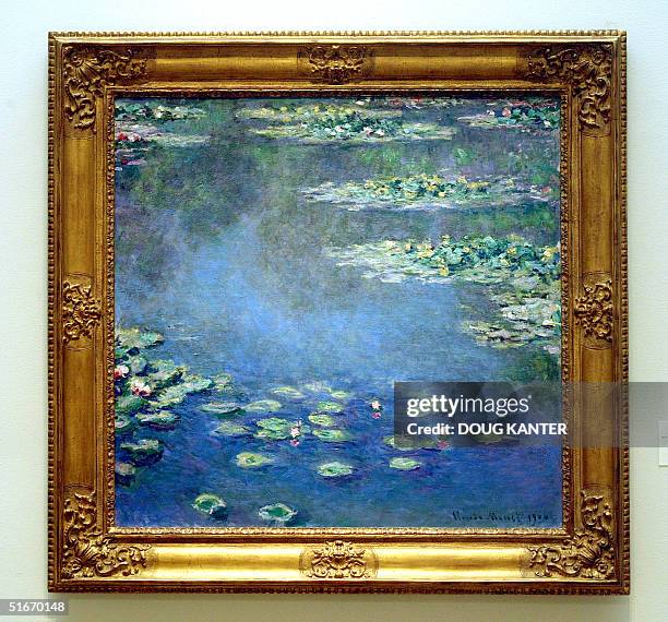 Claude Monet's "Nympheas" is seen at Sotheby's auction house in New York 01 November, 2002. Sotheby's will host a sale of impressionist and modern...