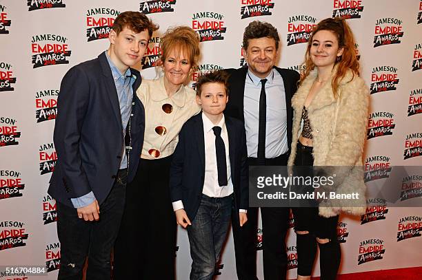 Lorraine Ashbourne , Andy Serkis and children Louis, Sonny and Ruby attend the Jameson Empire Awards 2016 at The Grosvenor House Hotel on March 20,...