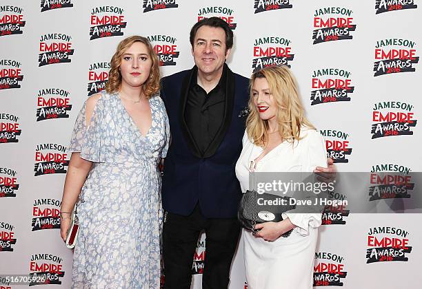Honey Kinney Ross, Jonathan Ross and Jane Goldman attend the Jameson Empire Awards 2016 at The Grosvenor House Hotel on March 20, 2016 in London,...