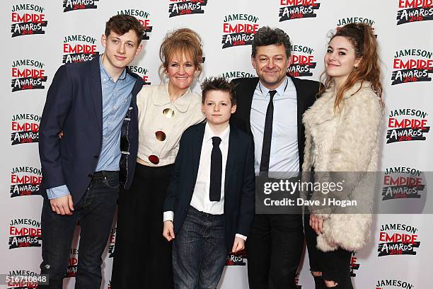 Lorraine Ashbourne , Andy Serkis and children Louis, Sonny and Ruby attend the Jameson Empire Awards 2016 at The Grosvenor House Hotel on March 20,...