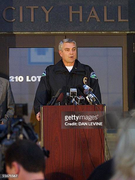 Bellingham, Washington state, Police Chief Randy Carroll explains 24 October, 2002 his department's involvement in the investigation of John Allen...