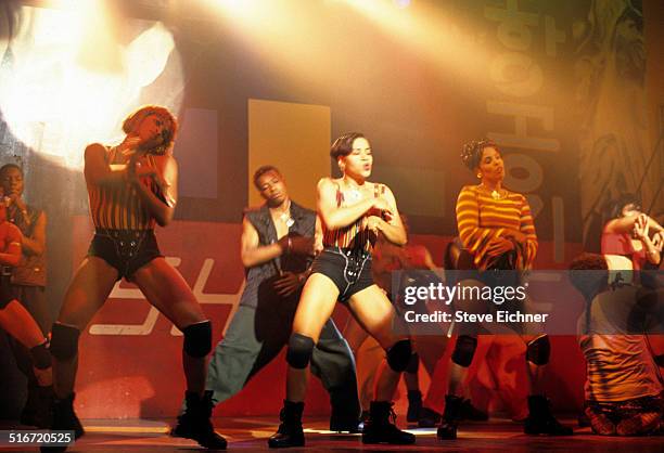 Salt N Pepa video shoot for Schoop at Club USA, New York, August 31, 1993.