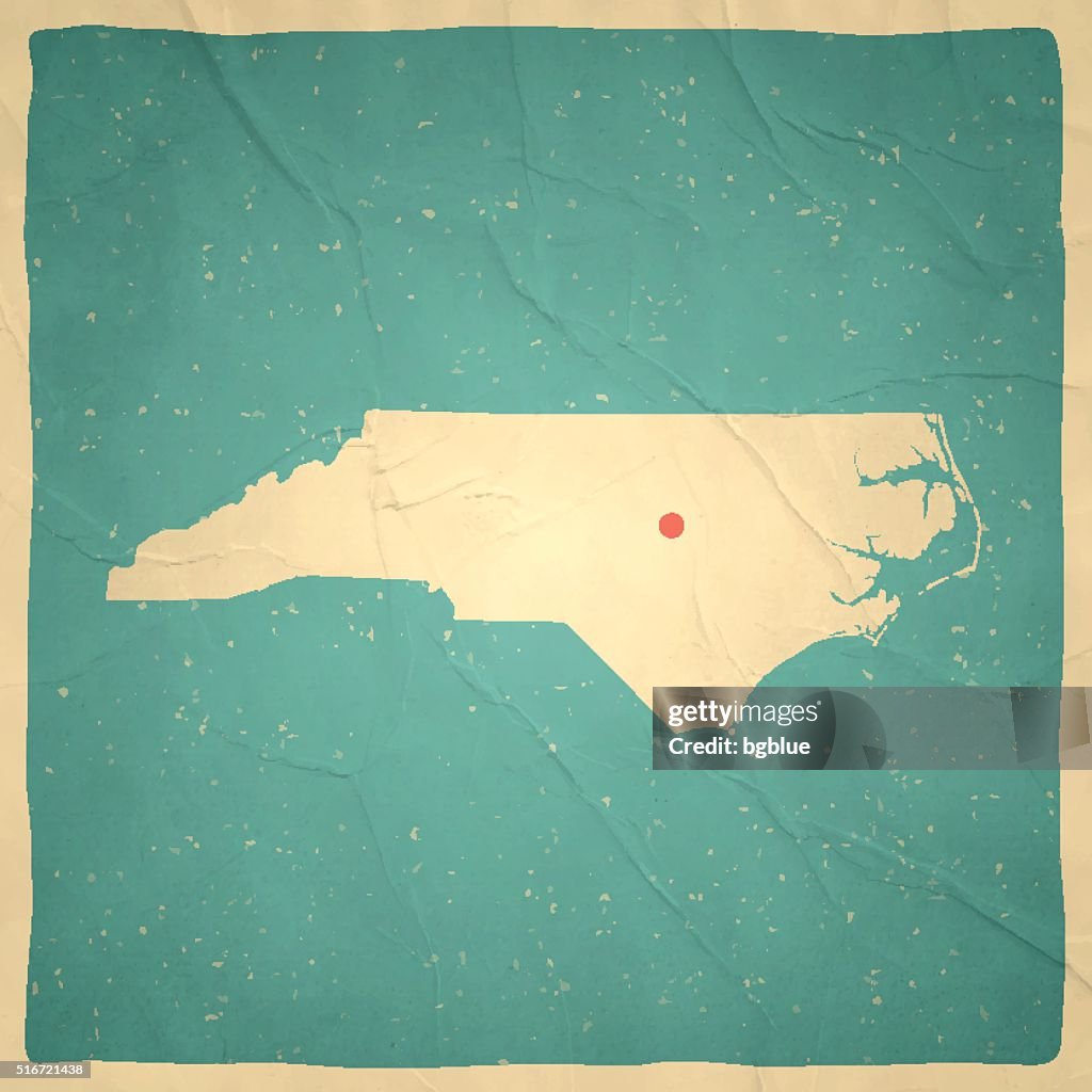 North Carolina Map on old paper - vintage texture
