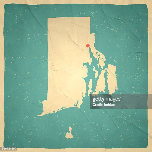 rhode island map on old paper - vintage texture - providence rhode island vector stock illustrations
